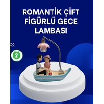 Romantik Sandal Üzerinde Çift Figürü Led Gece Lambası Masa Dekoru