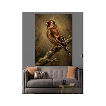 Ağaç Dalında Duran Küçük Serçe Yağlı Boya Dokulu Kanvas Tablo Canvas Tablosu