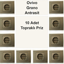 Asyagrup Ovivo Antrasit Topraklı Priz - 10 Adet