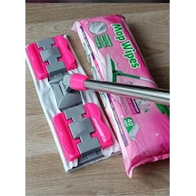 40 Adet Süper Islak Havlu Hediyeli Yer Cam Silme Mopu Mikrofiber Yedek Bezli Yer Duvar Fayans S Mor