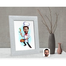 Kişiye Özel Erkek Chef Karikatürlü Dekoratif Çerçeve-1
