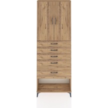 Arges Dolap 2 Raflı 5 Çekmeceli 2 Kapaklı 88x30x243 Çam-çam Atlas Çam