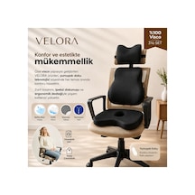 Velora Premium Ergonomik Boyun Bel Oturma Yastığı Seti Siyah - 887316050