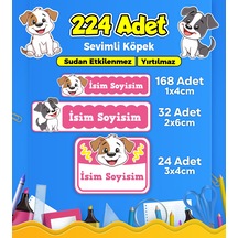 Sevimli Köpek Temalı Okul Kreş Kişiye Özel İsim Etiket Seti - Model 387 Çok Renkli