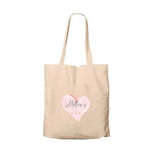 Soft Happy Mother's Day Krem Fermuarlı Bez Çanta Gabardin