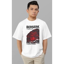 Berserk Cursed Since 1989 Baskılı Unisex Oversize Anime Karakter Beyaz