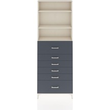 Arges Dolap 3 Raflı 6 Çekmeceli 88x30x243 Aytaşı-antrasit Aytaşı