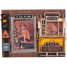 Kenpazar Dekoratif Metal Çerçeve Tramvay Dekorlu Vintage Ev Ofis Hediyelik