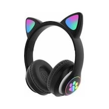 Kablosuz Kedi Kulaklık Işıklı Kulaküstü Mikrofonlu Bluetooth Hafıza Kartı Girişli Çocuk Kulaklığı