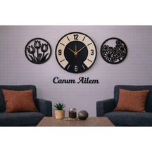 Salon Saati Şık Modern Ve Tasarım Canım Ailem Temalı No 1008 Çok Renkli