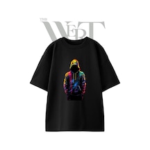 Thewert Graffiti Hoodie Tasarım Baskılı Ünisex Siyah Oversize T-shirt
