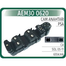Aem Cam Açma Anahtarı Cıtroen C4 Sol 04-11 Dörtlü- Ayna Ayarlı Çerçevesiz Aem30 0620 6554.ha