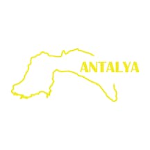 Antalya Harita Araba Sticker 17x17 Cm Sarı