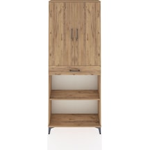 Arges Dolap 4 Raflı Tek Çekmeceli 2 Kapaklı 88x30x221 Çam-çam Çam
