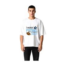 Paybuy Erkek Oversize Futbol Baskılı Tişört Babamla İzlerim Yazısı Yıldı Beyaz