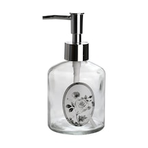 Cam Sıvı Sabunluk,gül Desen 300ml 7,6x15,5cm Şeffaf