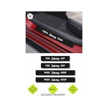 Chrysler Sebring Yazılı Dekoratif Kapı Koruma Eşiği Siyah Karbon Beyaz Sebring Yazılı 4 Parça Set Chrysler Sebring Uyumlu