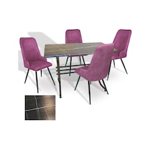 Japon - Çırağan Masa Takımı - 80x120 Werzalit, Wermodin Ve Allzalit Tabla - Palazzo- Mor Çok Renkli