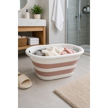 Katlanır Silikon Çamaşır Sepeti Pembe Beyaz 38 Lt Pembe - 901092289 Pembe