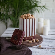 Circus Cream Sugar Desenli Kare Metal Saklama Kabı 10.5 x 10.5 x 16 CM 1.7 L Çok Renkli