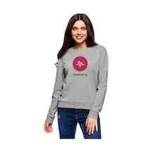 Musically Logo Ly Baskılı Gri Kadın Sweatshirt