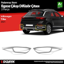 S-dizayn Vw T-roc Makyajlı Krom Egzoz Görünümü Difüzör 2 Prç. 2021 Üzeri