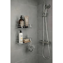 Tek Katlı Duş Rafı Kancalı Banyo Şampuanlık & Organizer 2 Adet Krom Tş-01 Krom Tek Katlı Duş Rafı Kancalı Banyo Şampuanlık & Organizer 2 Adet Krom Tş-01 Krom