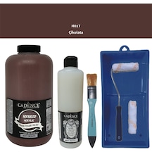 Mobilya Boyası-cadence Multisurface H-017 Çikolata 2000ml Ultimate Vernik Mat 500ml Saten Rulo Set Çikolata