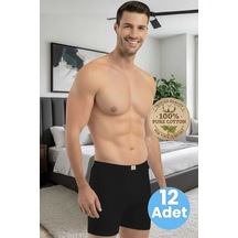 Tezzgelsin Erkek %100 Pamuklu 12'li Süprem Kumaş Penye Boxer Siyah