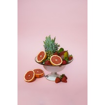 Rosadora Emaye Ayaklı Meyvelik Dekoratif Vintage Sunumluk