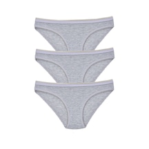 Pemilo Kadın 3'Lü Paket Desenli Bikini Külot Gri (481017809)-Tek Ebat-Gri