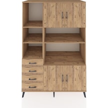 Kronos Dolap 8 Raflı 4 Çekmeceli 4 Kapaklı 132x59x195 Çam-çam/çam Atlas Çam/atlas Çam