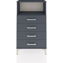 Arges Komodin Tek Raflı 4 Çekmeceli 60x30x106 Antrasit-antrasit Antrasit