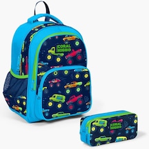 Coral High Kids Mavi Lacivert Monster Truck Desenli 2'li Okul Çanta Seti Set0223406