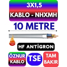 Öznur 3x1,5 Nhxmh Alev İletmez Kablo Metre Seçenekli Gri - 10 Metre