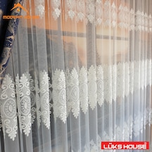 Lüks Tül Perde Brode Işlem Yüksek Kalite Beyaz Rengi Modern House
