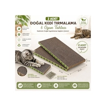 Pet Kedi Tırmalama Tahtası 2 Li Paket 47x23x2,5 Cm Oluklu Karton Kedi Otu Hediyeli