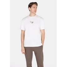 Colins Comfort Fit Yuvarlak Yaka Jakarlı Erkek Beyaz Kısa Kol Tişört Cl1072852 Q1.v1 Ofw Beyaz
