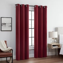 Andover Düz Üçlü Dokuma Termal Karartma Halkalı Yatak Odası İçin Perde 2 Panel , 106,68 Cm X 274,32 Cm, Kırmızı