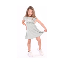 Toontoy Kids Toontoy Kız Bebek Faire Un Voeu Baskılı Elbise Yeşil