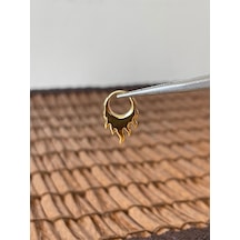 316 L Cerrahi Çelik Anti Alerjik Alev Modeli Kilitli Halka Piercing 8mm X 1,2 Mm Altın