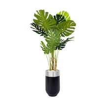 Yapay Monstera Ağacı Deve Tabani 170 Cm Si Yah Gümüş Darbuka Saksıda Siyah Gumus