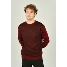 Ateş Triko Erkek Bisiklet Yaka Desenli Yün Kazak 3035 Bordo