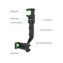 Novahub 360 Derecelik Ayarlanabilir Telefon Tutucu, Abs Malzeme, Genişlik 3-21mm, Telefon 50-100mm, Yeşil, Araba İçine Uygun Yeşil