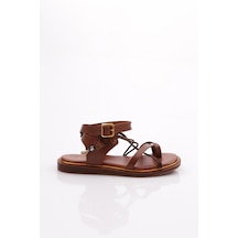 Dgn Dgn 310 Kadin Parmak Arasi Yani Boncuklu Sandalet 310-2178-R1755 Taba