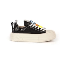 Scootland Kadın Sneaker Yüksek Taban Bağcıklı Günlük Ayakkabı 19000 Siyah