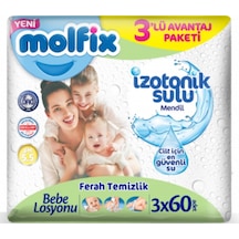 Molfix Ferah Temizlik Izotonik Sulu Mendil 3'Lü Avantaj Paketi 180'Li