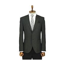 Wessi Kendinden Desenli Slim Fit Sivri Yaka Antrasit Erkek Ceket 001
