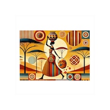 Afrika Sanatı Tarzında Kadın Figürü Tasarım Ahşap Tablo