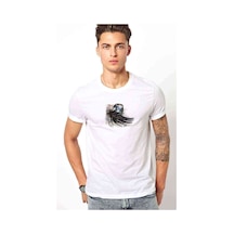 Owl Kuş Baskılı Beyaz Erkek Tshirt (528983791)